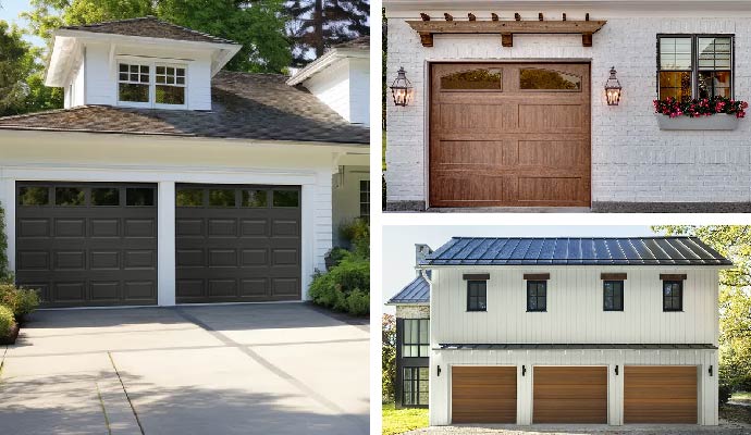 Collage of displaying multiple Clopay residential garage doors