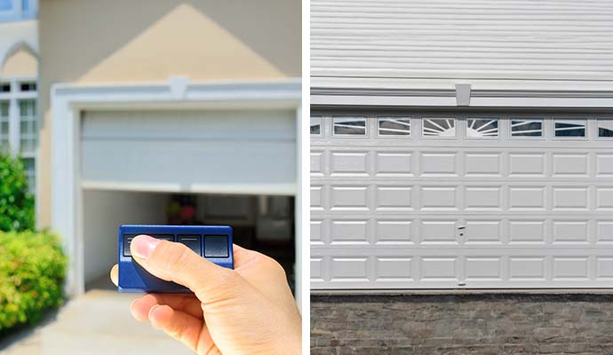 Collage of automatic and sectional garage doors