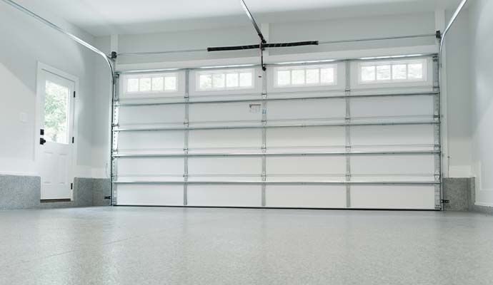 Interior view of an insulated sectional garage door