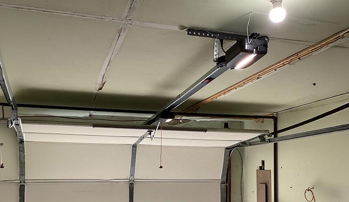 An installed garage door opener
