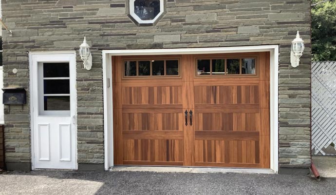Newly repaired garage door