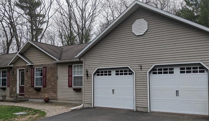 Carriage-style garage doors with windows