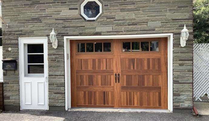 Modern wood garage door