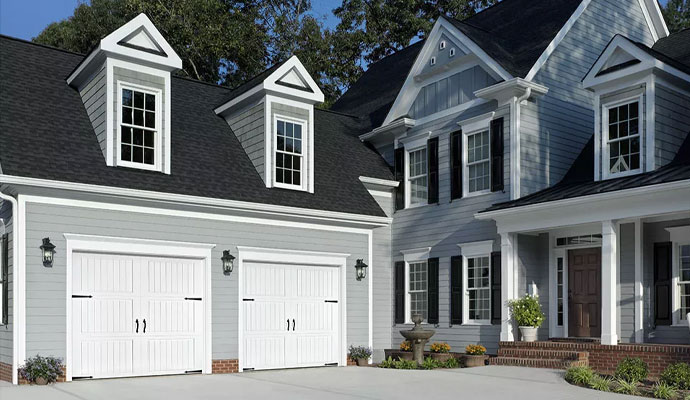 White carriage house garage doors