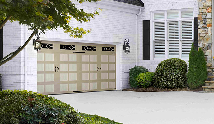 Tan carriage style Garage Door